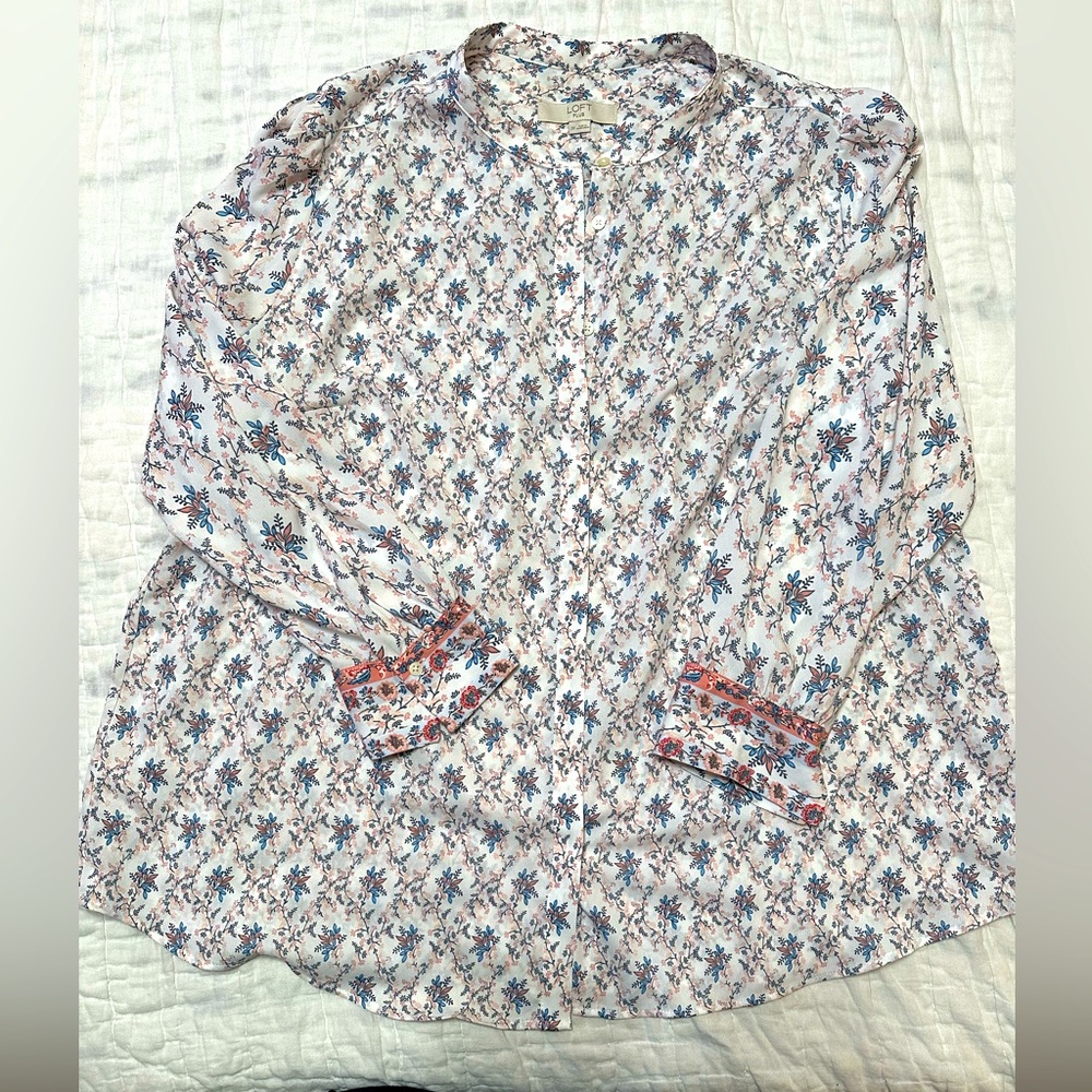 Loft Plus Size Long Sleeve Dressy Blouse